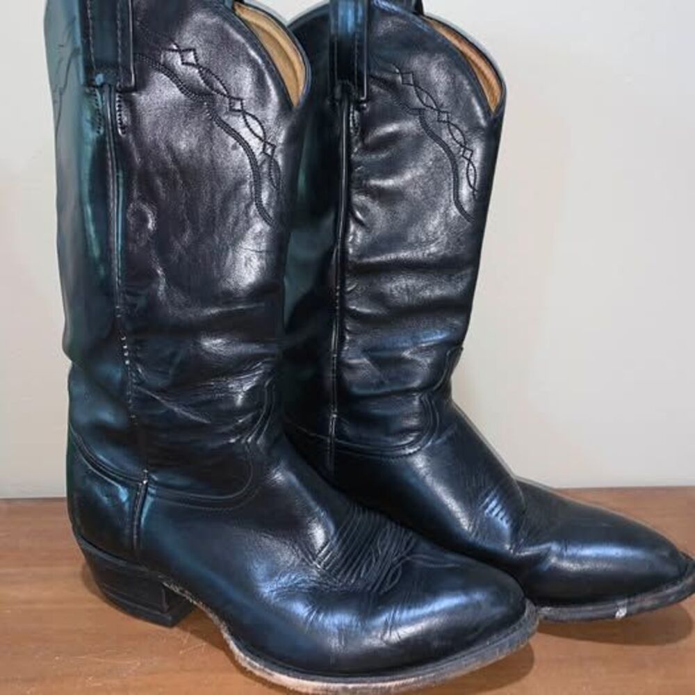 Black Leather Cowboy Boots 6 - Picture 2 of 5